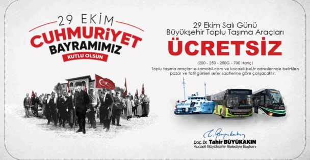 29 Ekim'de ücretsiz ulaşım