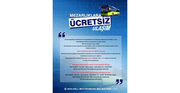 Bayramda mezarlıklara ücretsiz ulaşım