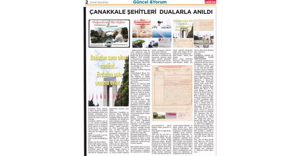 Çanakkale Şehitleri Dualarla Anıldı