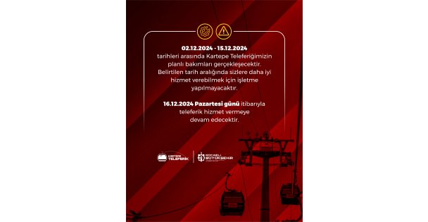 Kartepe Teleferik'te planlı bakım çalışması