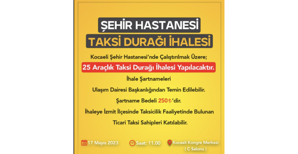 Şehir Hastanesi'ne taksi durağı ihalesi