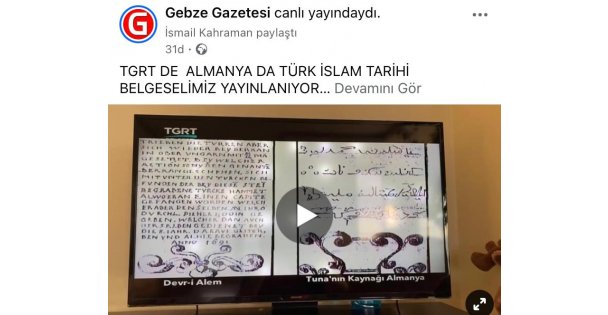 TGRT DE  ALMANYA DA TÜRK İSLAM TARİHİ BELGESELİMİZ YAYINLANIYOR