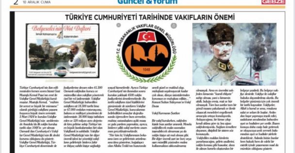 Türkiye Cumhuriyeti Tarihinde Vakıfların Önemi