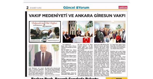 Vakıf Medeniyeti ve Ankara Giresun Vakfı