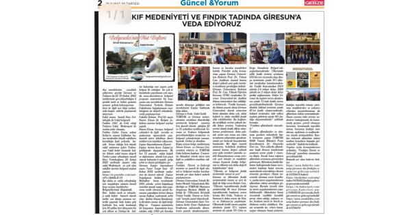 Vakıf Medeniyeti ve Fındık Tadında Giresun'a Veda Ediyoruz